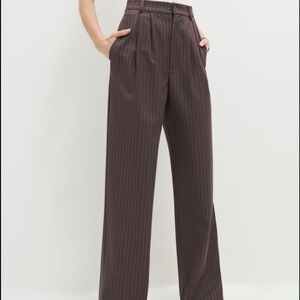 Reformation brown pinstripe mason pants